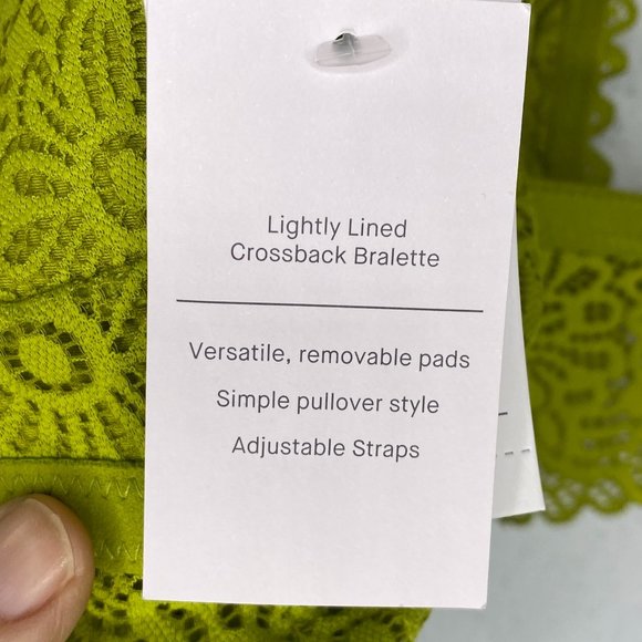 Auden NWT, Lightly Lined Crossback Bralette in olive green, size XL, lace. - Picture 5 of 6